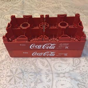 Lot of 2 Coca Cola 2 Liter Bottle Stackable Crates Carrier Caddie Red